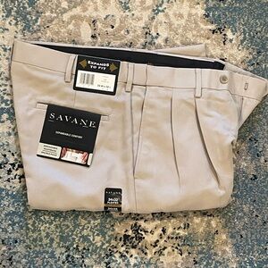 Savane Expandable Comfort Fit Straw Khaki *New w/ Tags* Sz 34 x 32